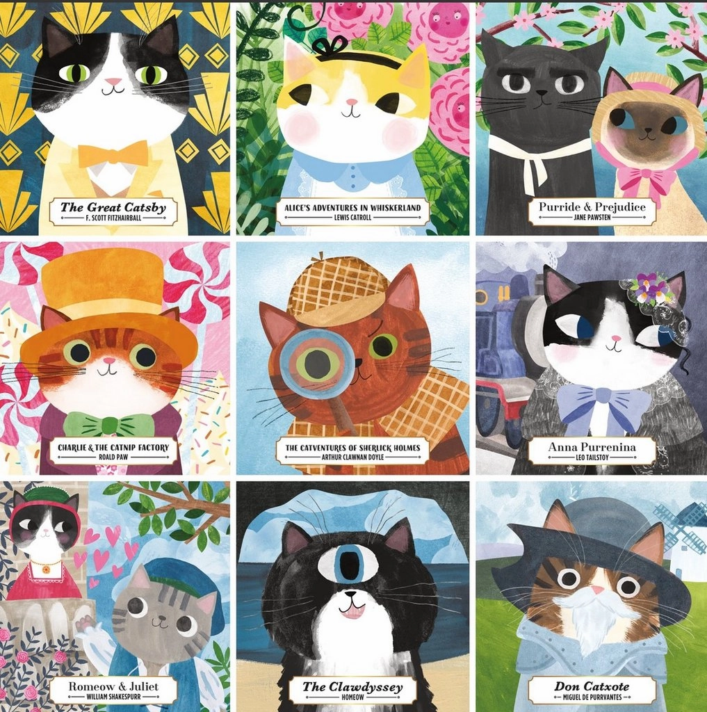 Mud Puppy Bookish Cats 500 Piece Puzzle