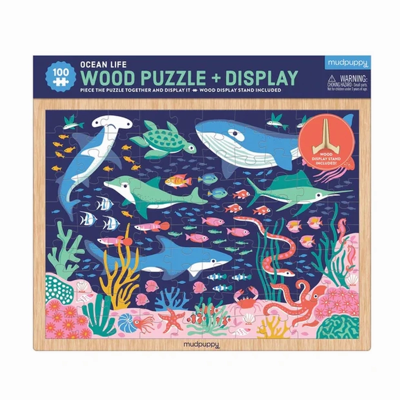 Mud Puppy Ocean Life 100 Piece Wooden Puzzle   Display