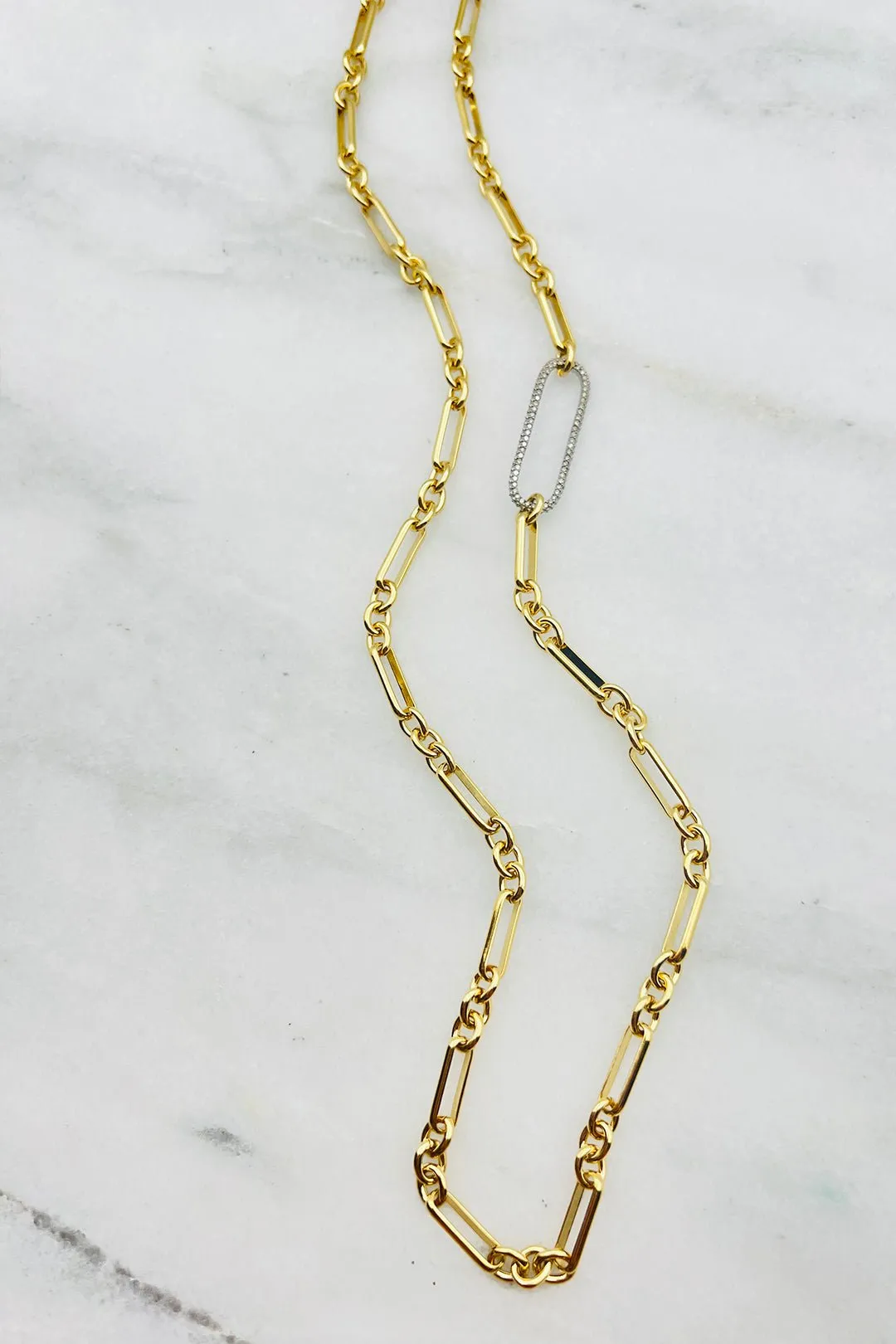 NELLA LARGE DIAMOND LINK NECKLACE LONG