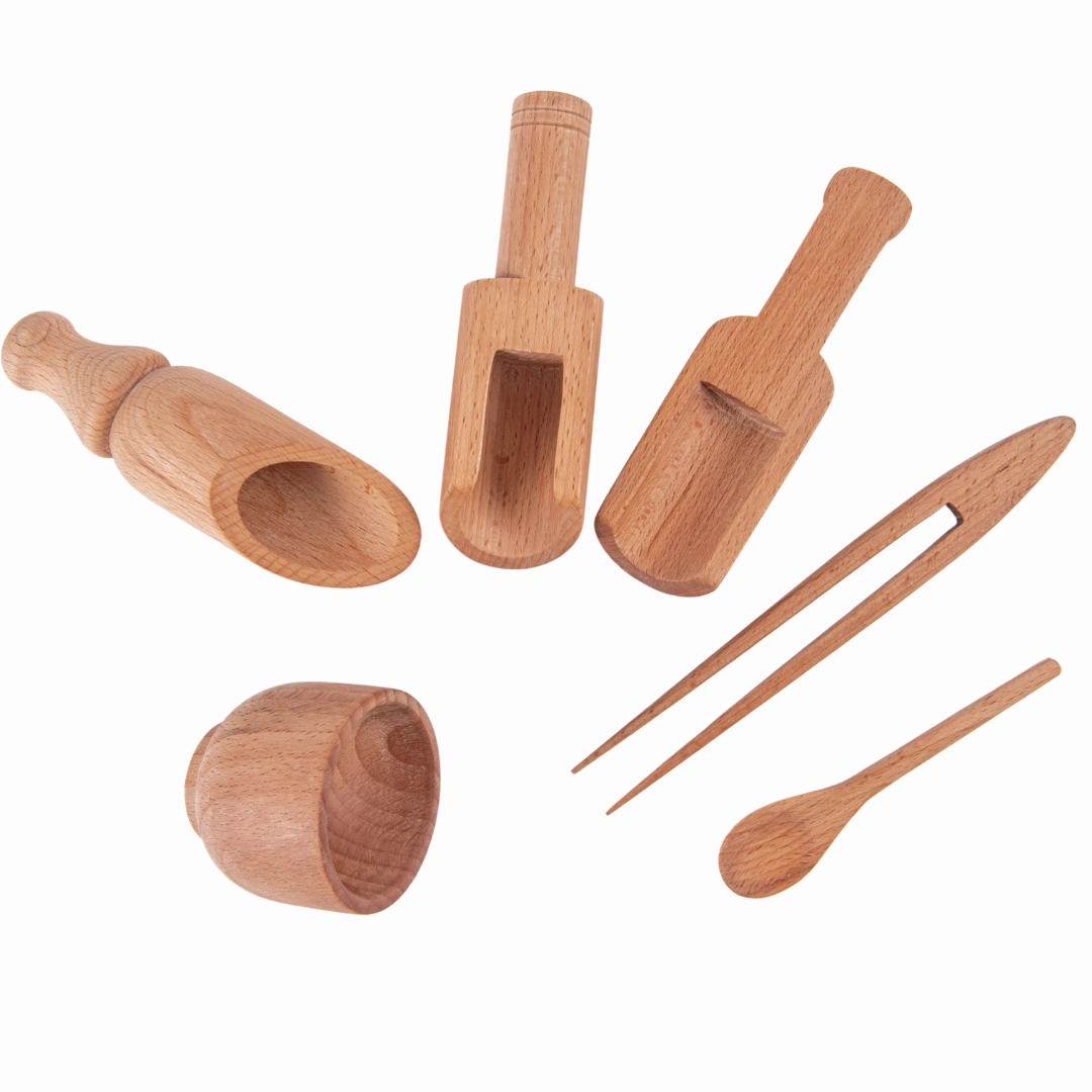 Nesta Toys Wooden Sensory Tool Toy Set of 6 - Montessori Toys for Kids Ages 2 