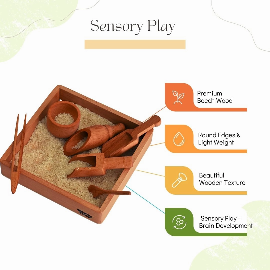Nesta Toys Wooden Sensory Tool Toy Set of 6 - Montessori Toys for Kids Ages 2 
