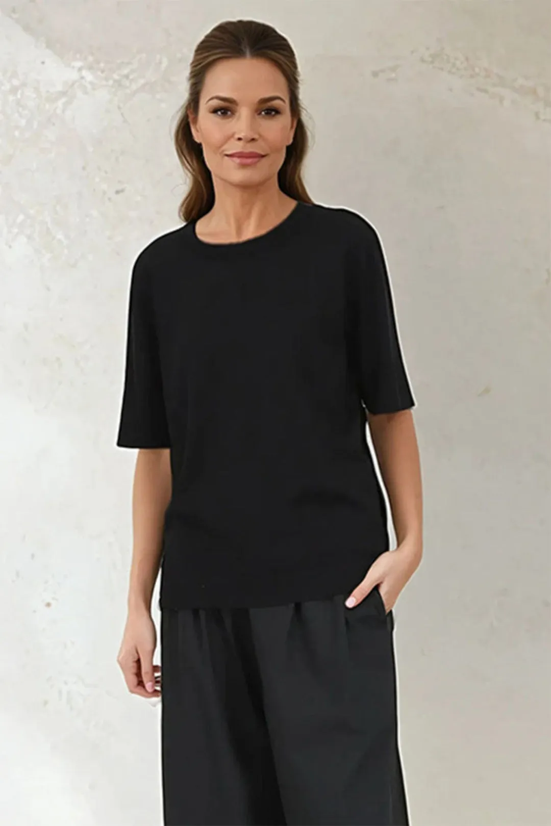 NICO TENNIS ELBOW SLEEVE CREW IN ITALIAN SILK COTTON