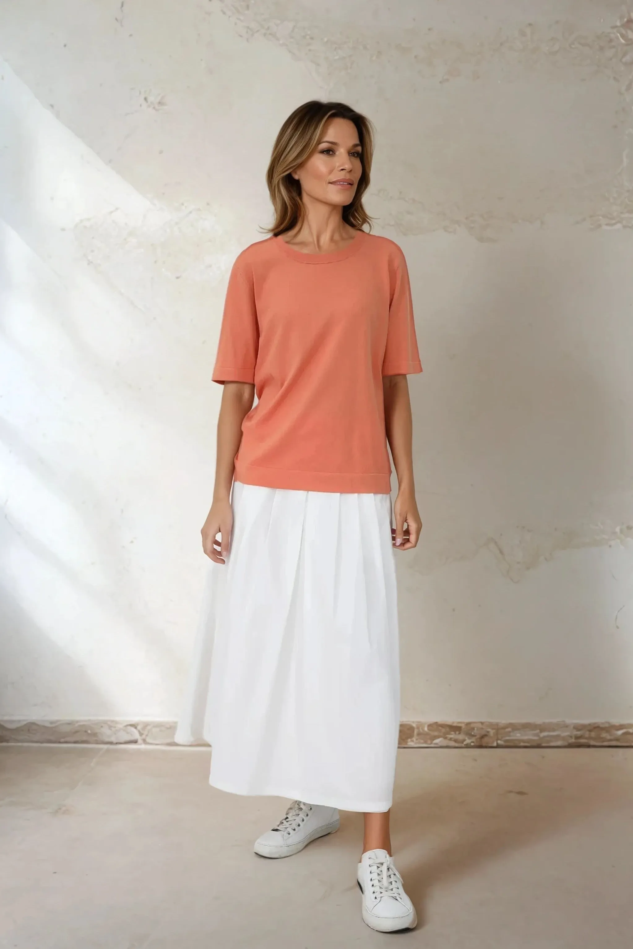 NICO TENNIS ELBOW SLEEVE CREW IN ITALIAN SILK COTTON
