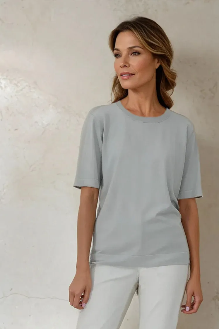 NICO TENNIS ELBOW SLEEVE CREW IN ITALIAN SILK COTTON