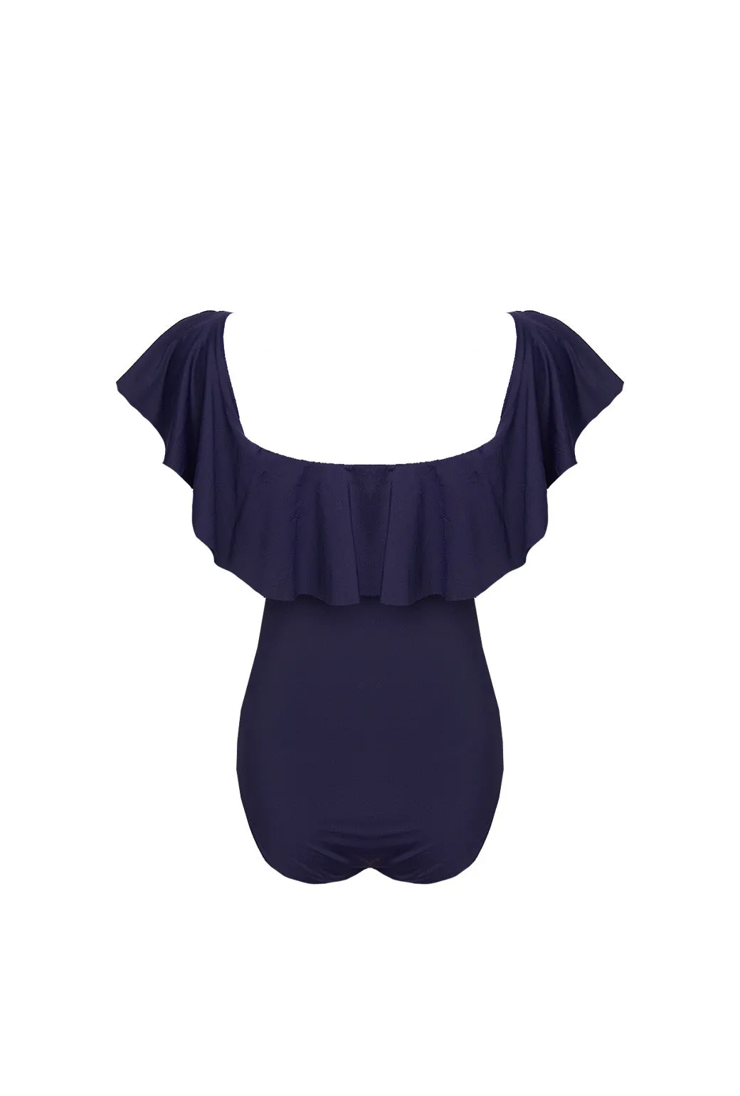 Off the Shoulder One Piece Suit - Navy