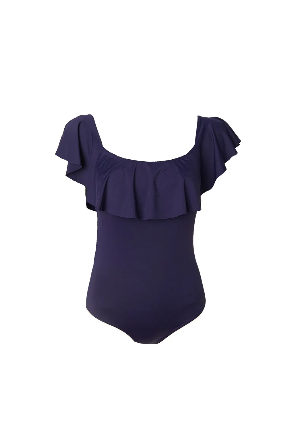 Off the Shoulder One Piece Suit - Navy