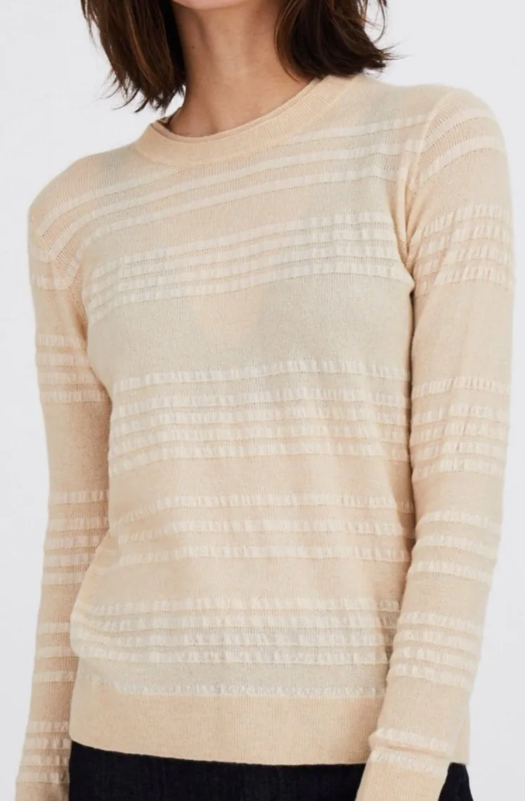 OLIVER STRIPE CREW WITH SCARF IN MERINO-CASHMERE BLEND
