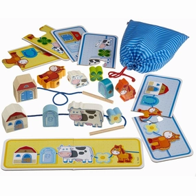 On the Farm Threading Game - Educational Wooden Toy for Toddlers