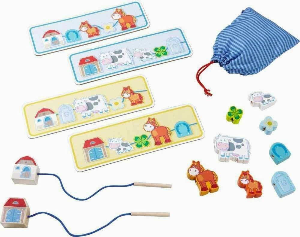 On the Farm Threading Game - Educational Wooden Toy for Toddlers
