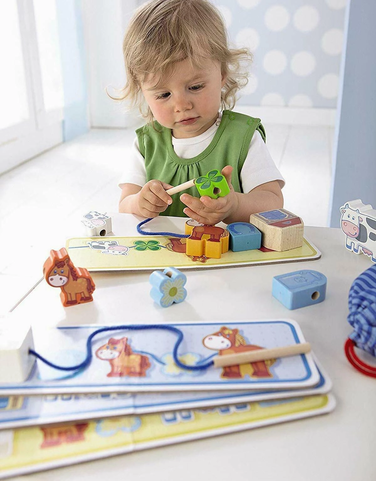 On the Farm Threading Game - Educational Wooden Toy for Toddlers