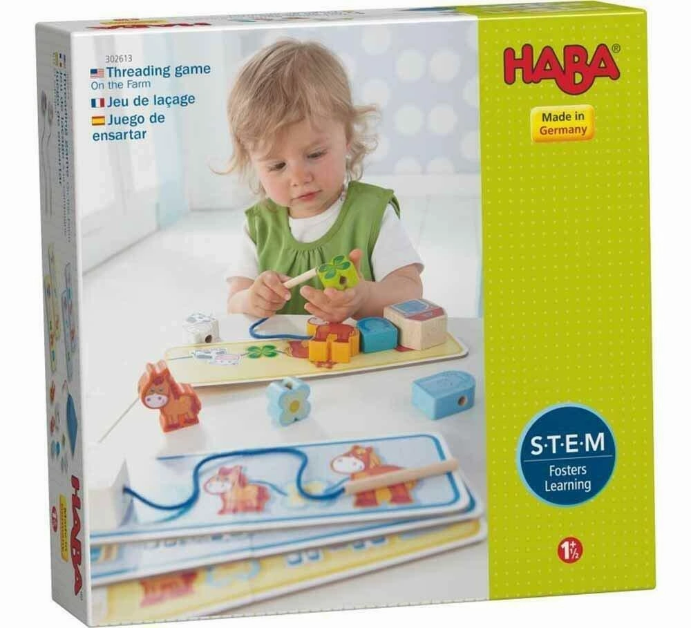 On the Farm Threading Game - Educational Wooden Toy for Toddlers