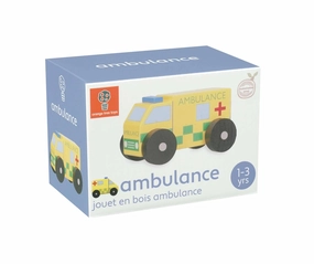 Orange Tree Toys Children's Wooden Ambulance Toy for Ages 18M and Up
