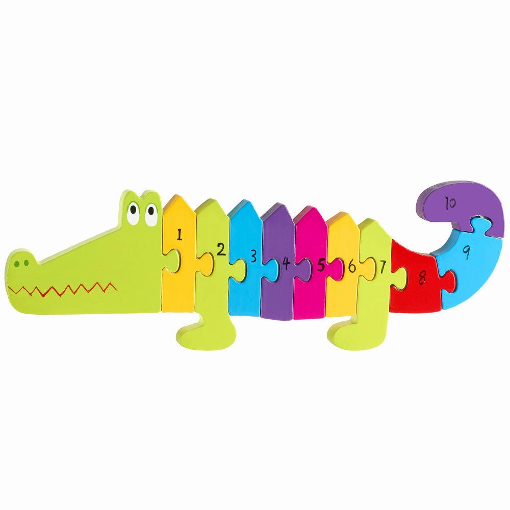 Orange Tree Toys Crocodile Number Wooden Puzzle - 11 pc