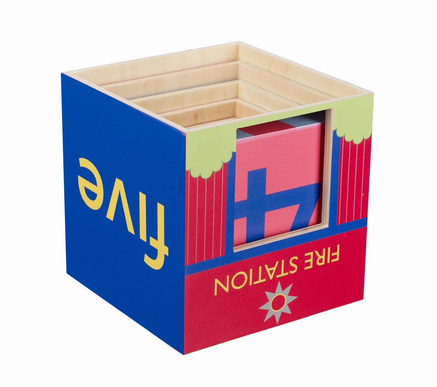 Orange Tree Toys Emergency Services Wooden Stacking Cubes for Age 18M 
