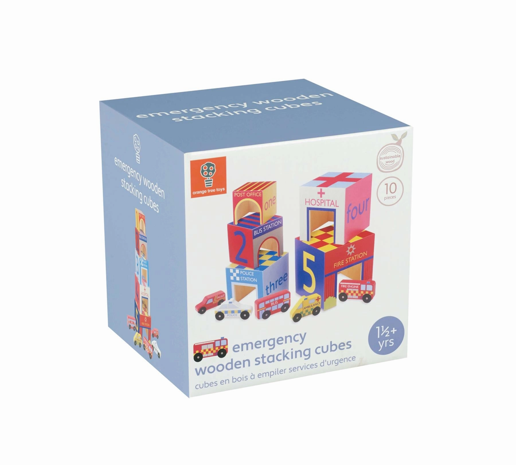 Orange Tree Toys Emergency Services Wooden Stacking Cubes for Age 18M 