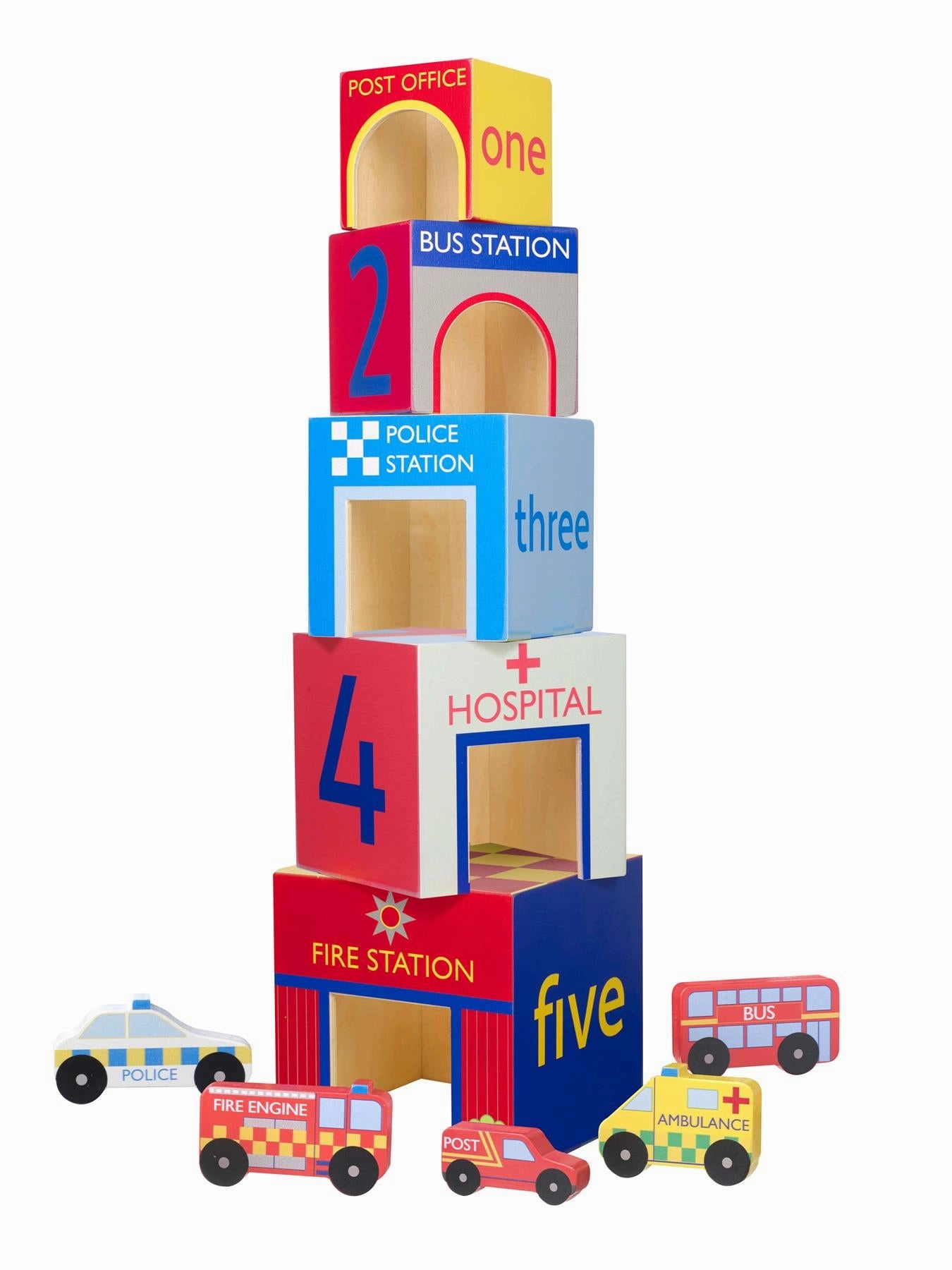 Orange Tree Toys Emergency Services Wooden Stacking Cubes for Age 18M 