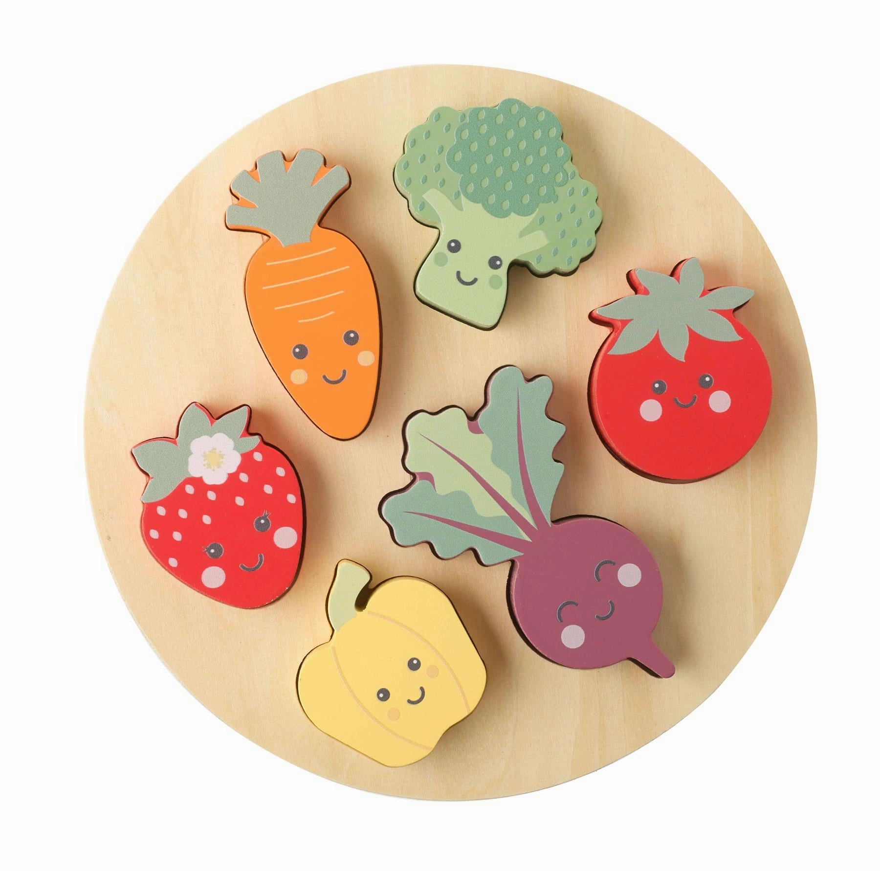 Orange Tree Toys Happy Veggies Wooden Puzzle for Ages 18 Months and Up
