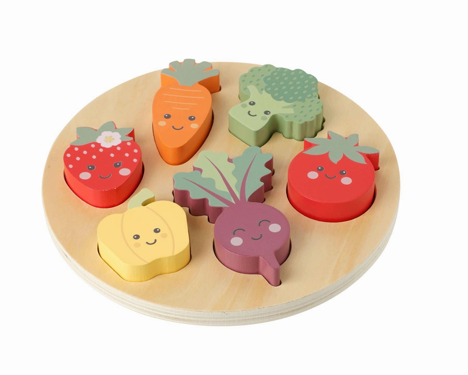 Orange Tree Toys Happy Veggies Wooden Puzzle for Ages 18 Months and Up