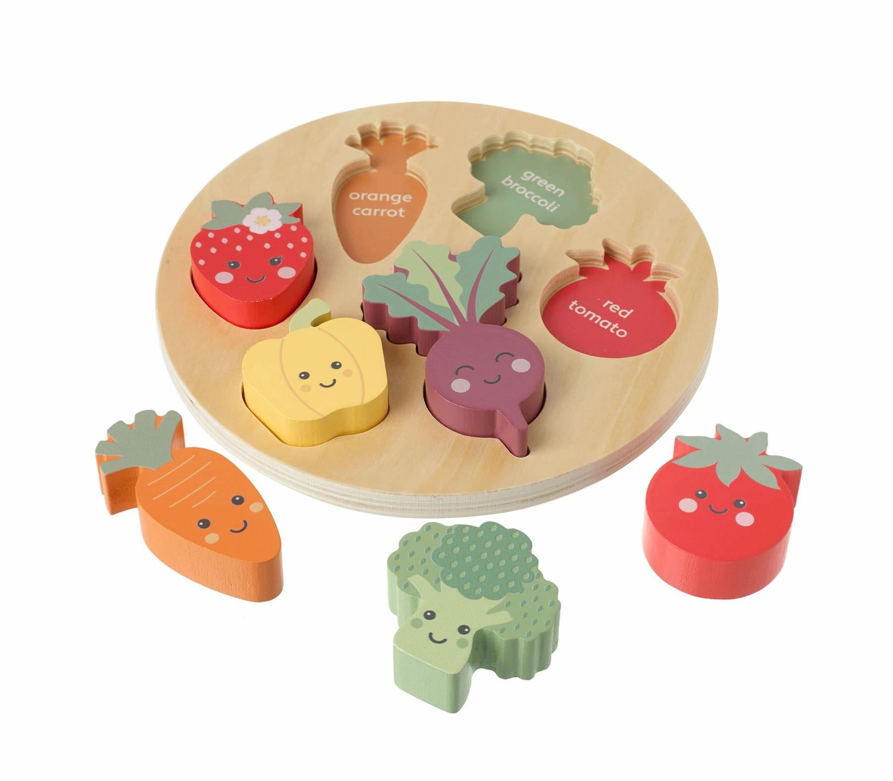 Orange Tree Toys Happy Veggies Wooden Puzzle for Ages 18 Months and Up