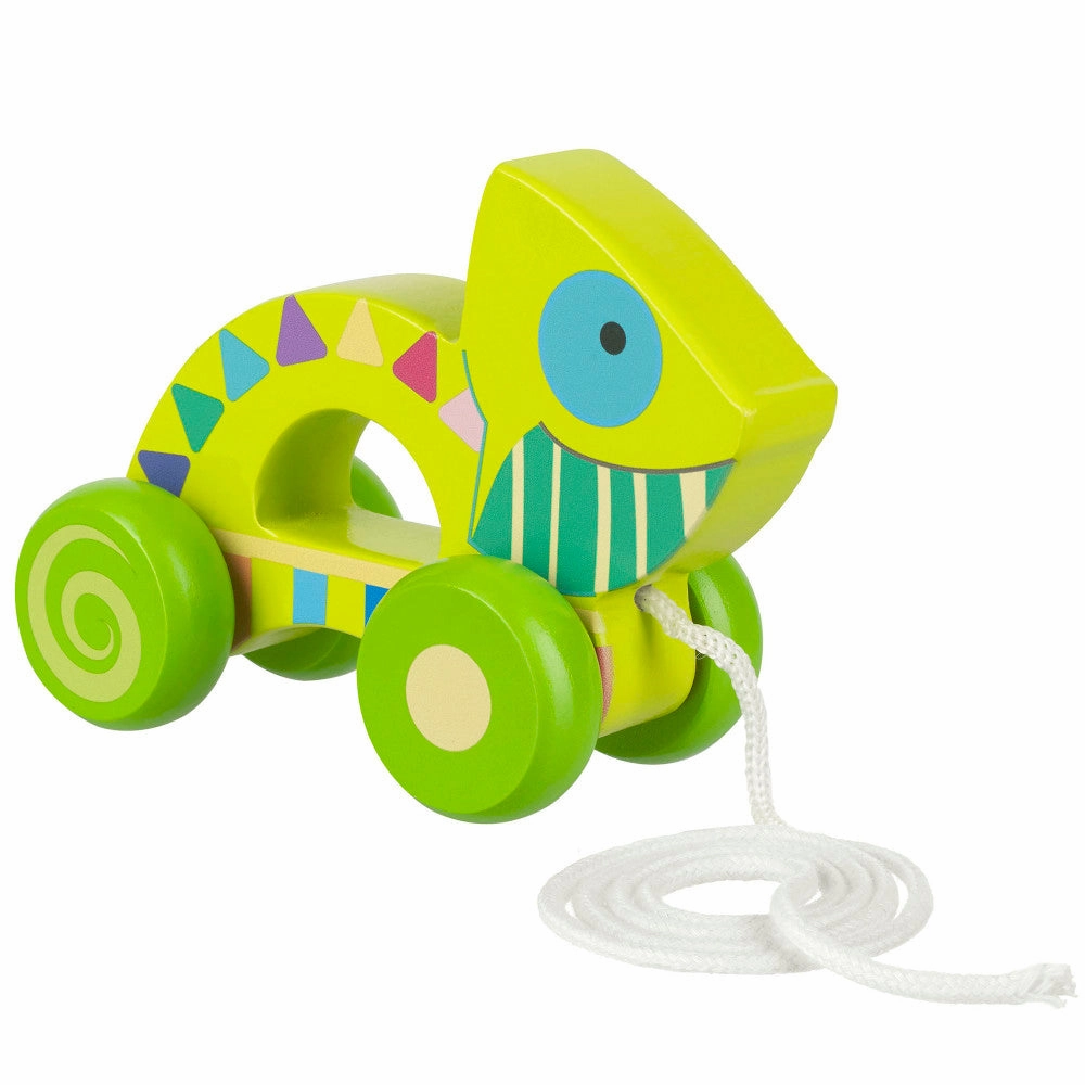 Orange Tree Toys Pull-Along Chameleon - Colorful Wooden Toy for Toddlers