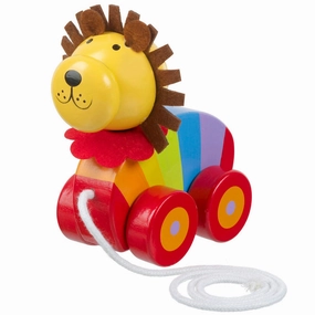 Orange Tree Toys Pull-Along Lion - Colorful Wooden Toy for Toddlers
