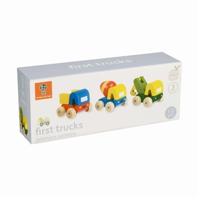 Orange Tree Toys Set of Three Wooden First Trucks for Ages 18M and Up