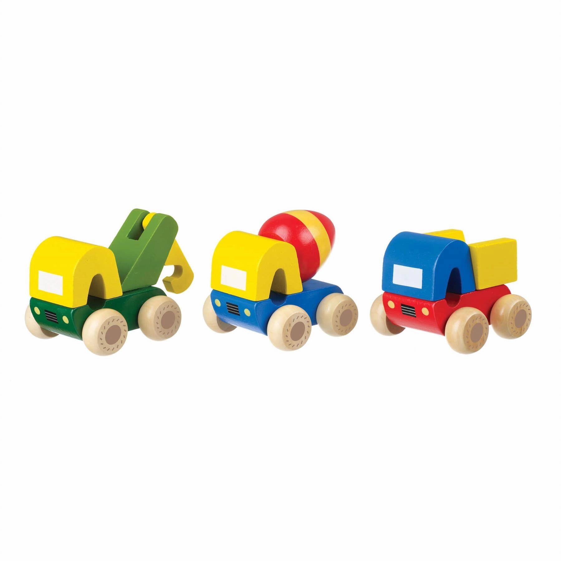 Orange Tree Toys Set of Three Wooden First Trucks for Ages 18M and Up