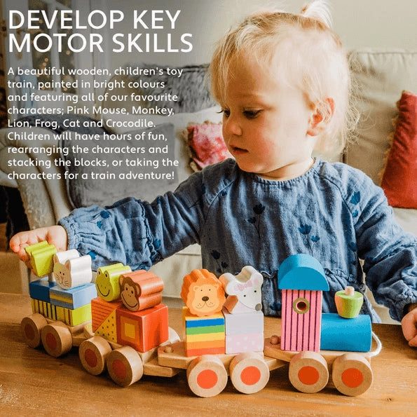 Orange Tree Toys Wooden Animal Puzzle Train Pull Along for Ages 18M 