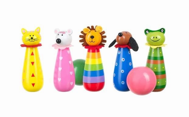 Orange Tree Toys Wooden Animal Skittles Playset for Ages 3 and Up
