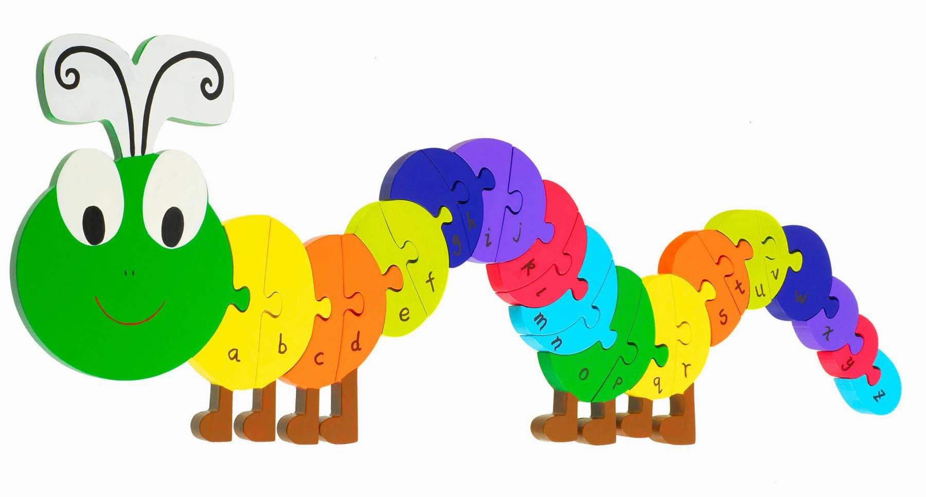 Orange Tree Toys Wooden Caterpillar Alphabet Puzzle for Age 18M and Up