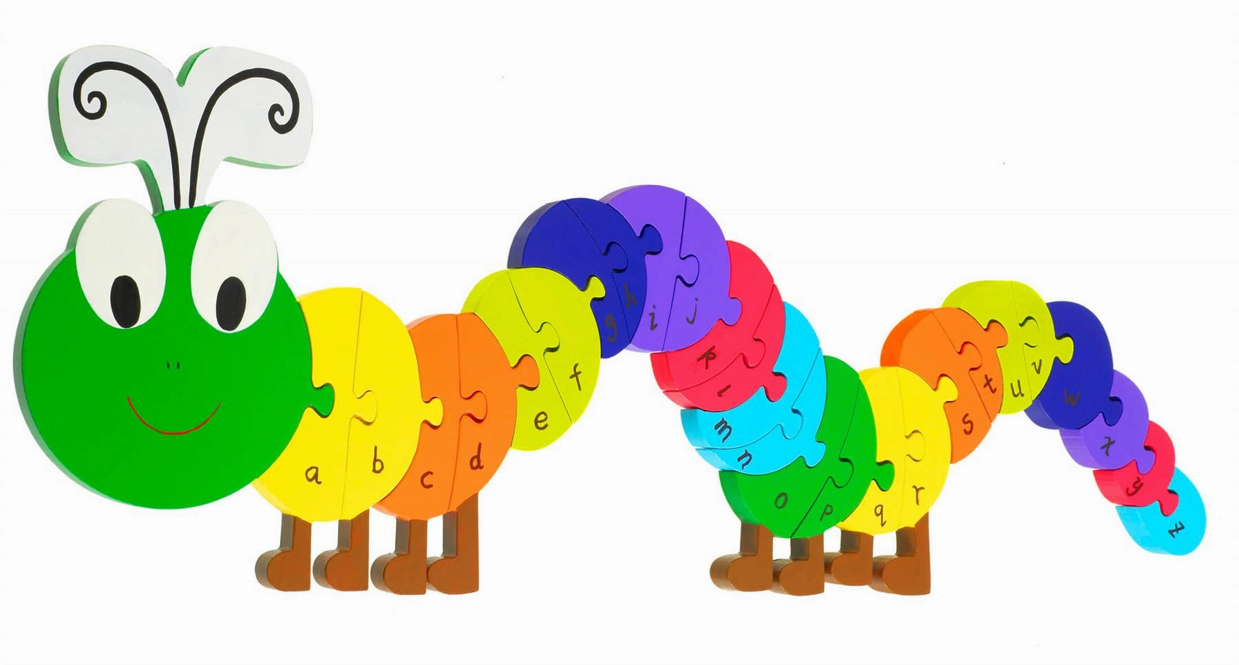 Orange Tree Toys Wooden Caterpillar Alphabet Puzzle for Age 18M and Up
