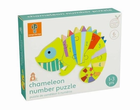 Orange Tree Toys Wooden Chameleon Number Puzzle for Age 18 Months & Up