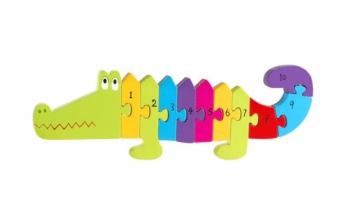 Orange Tree Toys Wooden Crocodile Number Puzzle for Ages 18M and Up