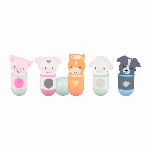 Orange Tree Toys Wooden Farmyard Animal Skittles Set for Ages 3 and Up