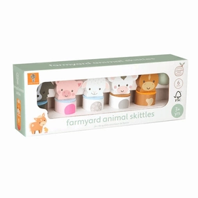 Orange Tree Toys Wooden Farmyard Animal Skittles Set for Ages 3 and Up