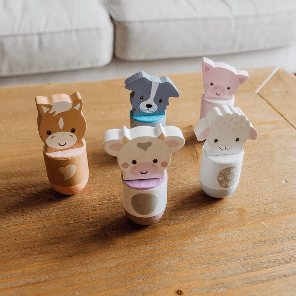 Orange Tree Toys Wooden Farmyard Animal Skittles Set for Ages 3 and Up