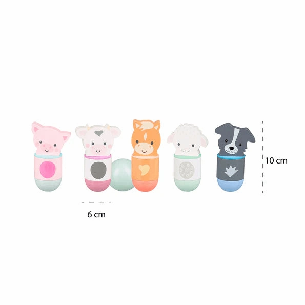 Orange Tree Toys Wooden Farmyard Animal Skittles Set for Ages 3 and Up