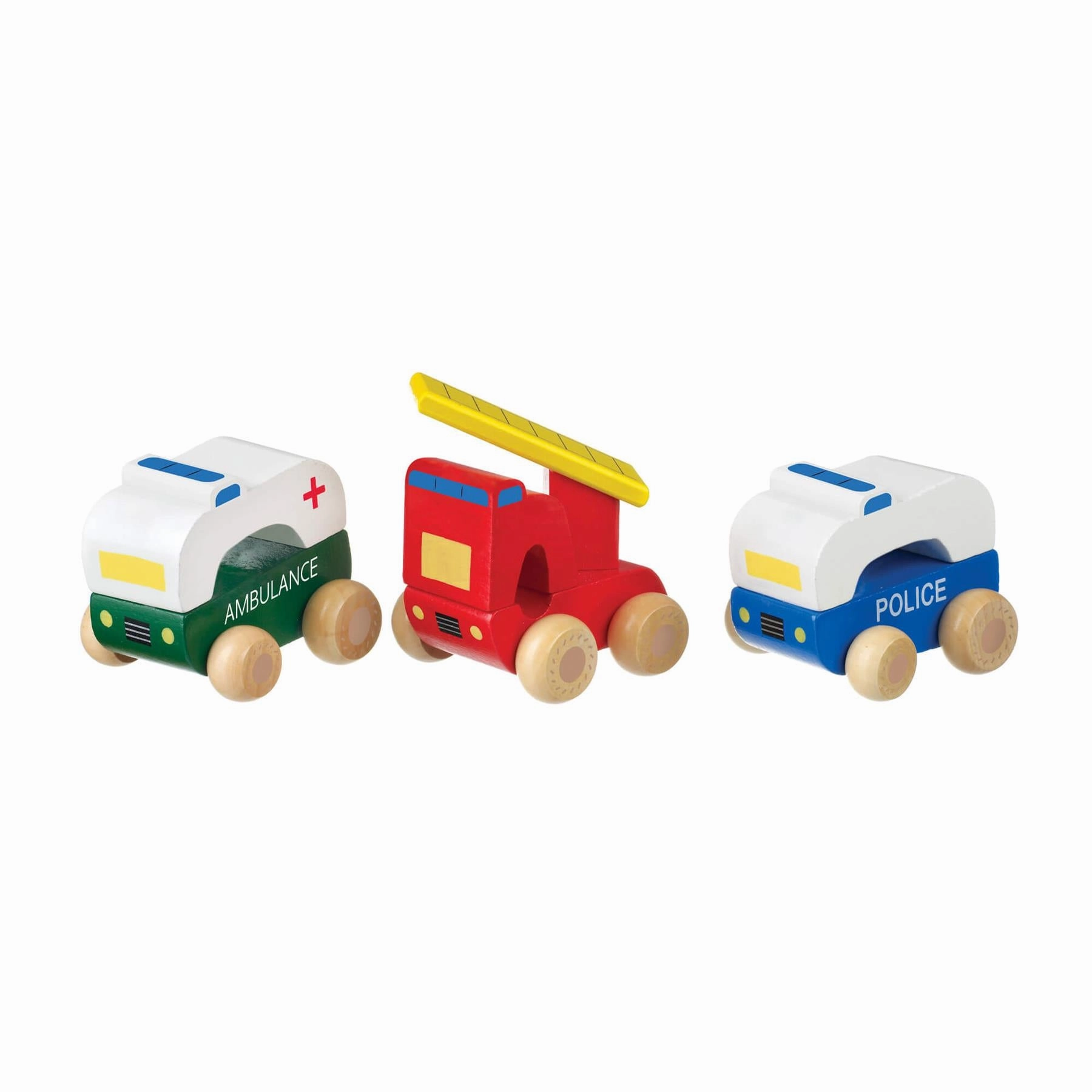 Orange Tree Toys Wooden First Emergency Vehicles for Ages 18M and Up