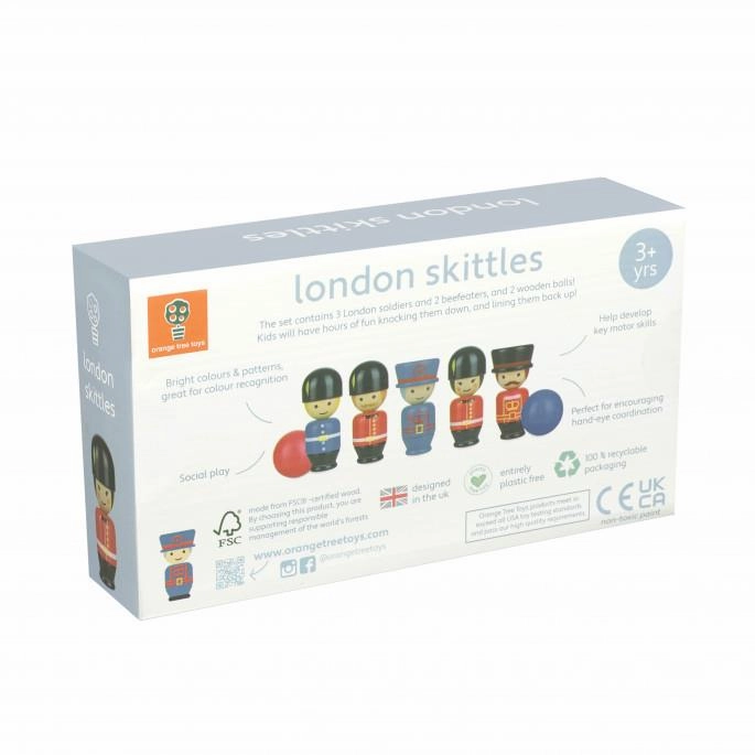 Orange Tree Toys Wooden London Skittles Toy Playset for Ages 3 and Up