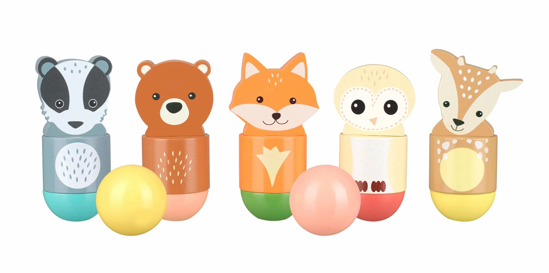 Orange Tree Toys Wooden Woodland Animal Skittles Playset for Ages 3 