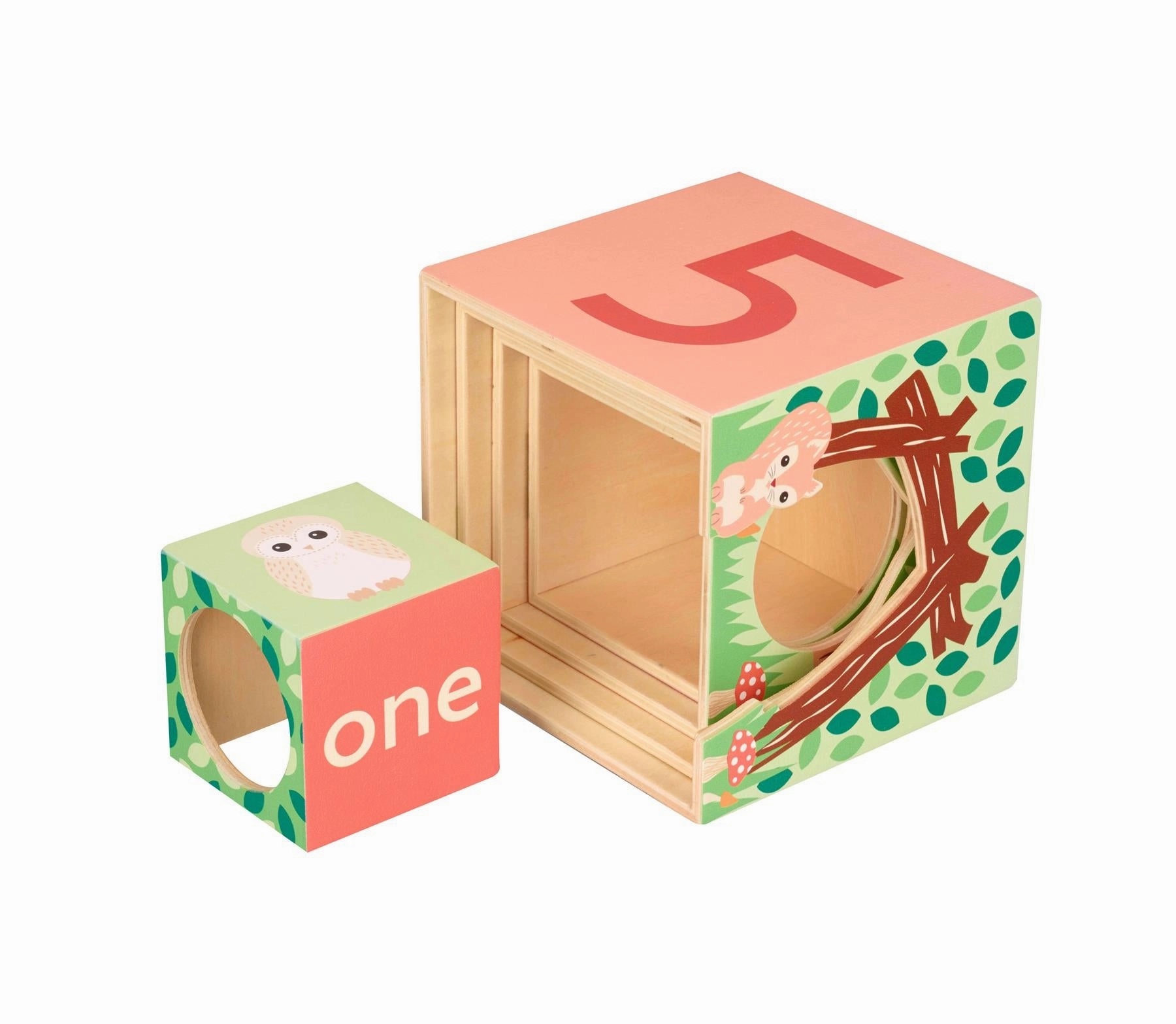 Orange Tree Toys Wooden Woodland Animal Stacking Cubes for Ages 18M 