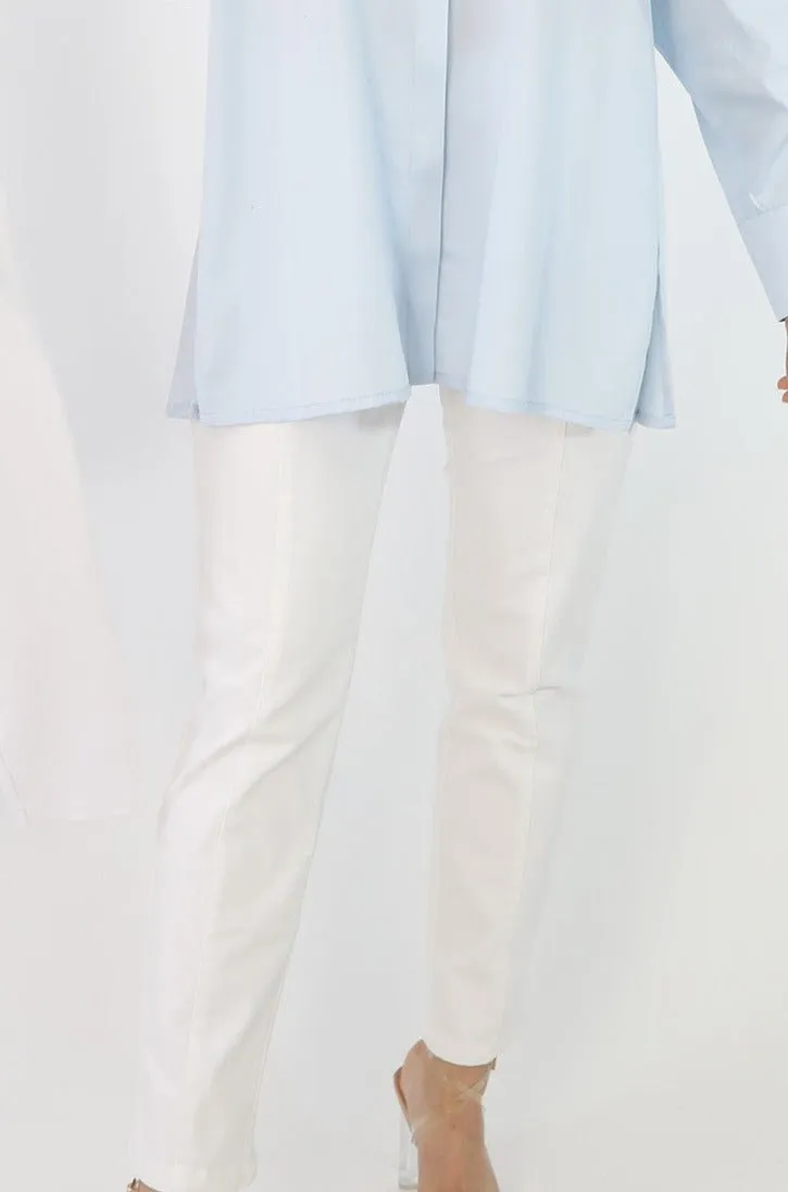 PALLAS BACK SLIT PANT IN GARMENT DYED ITALIAN STRETCH DENIM