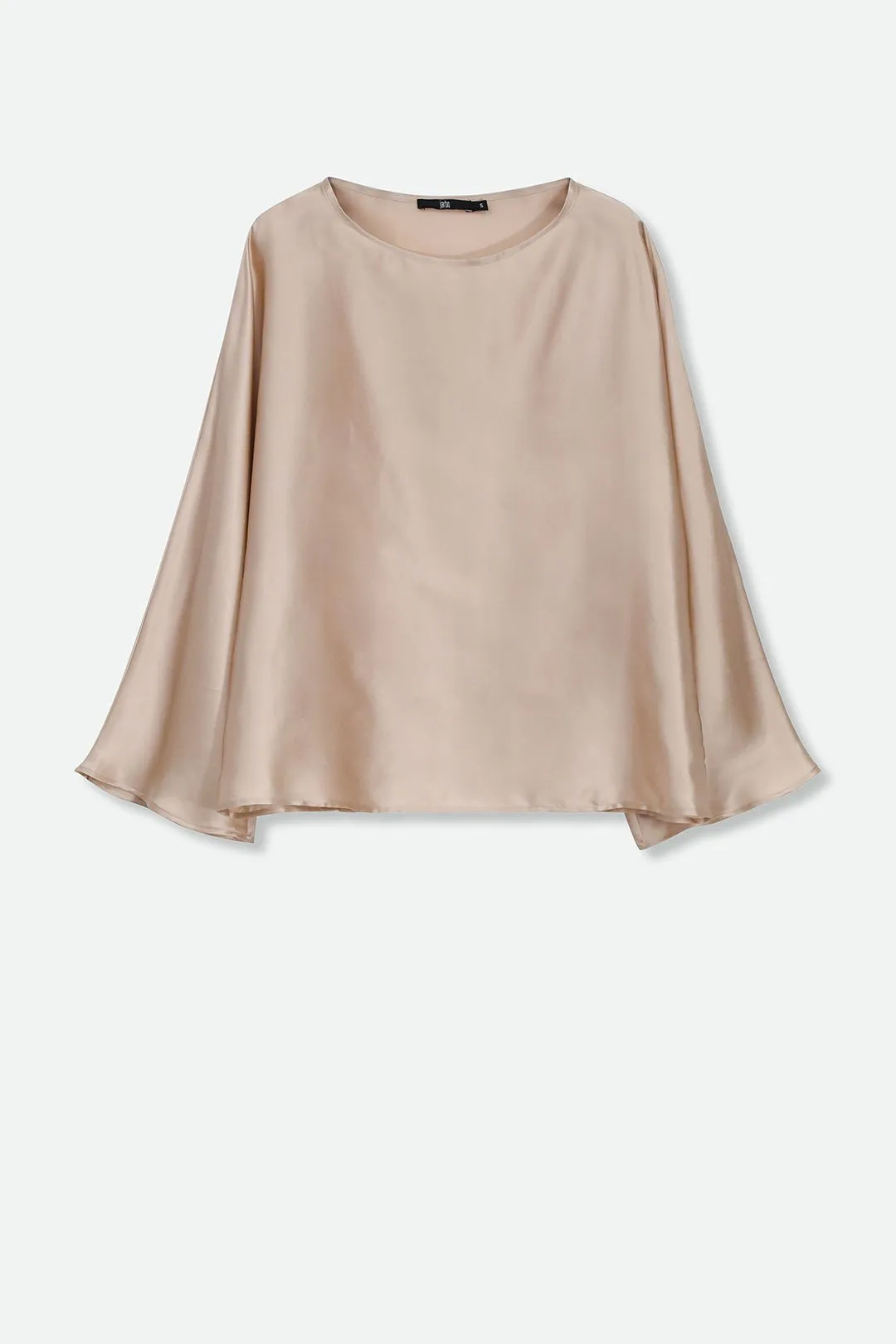 PAOLO BATEAU NECK BLOUSE IN SILK CHARMEUSE