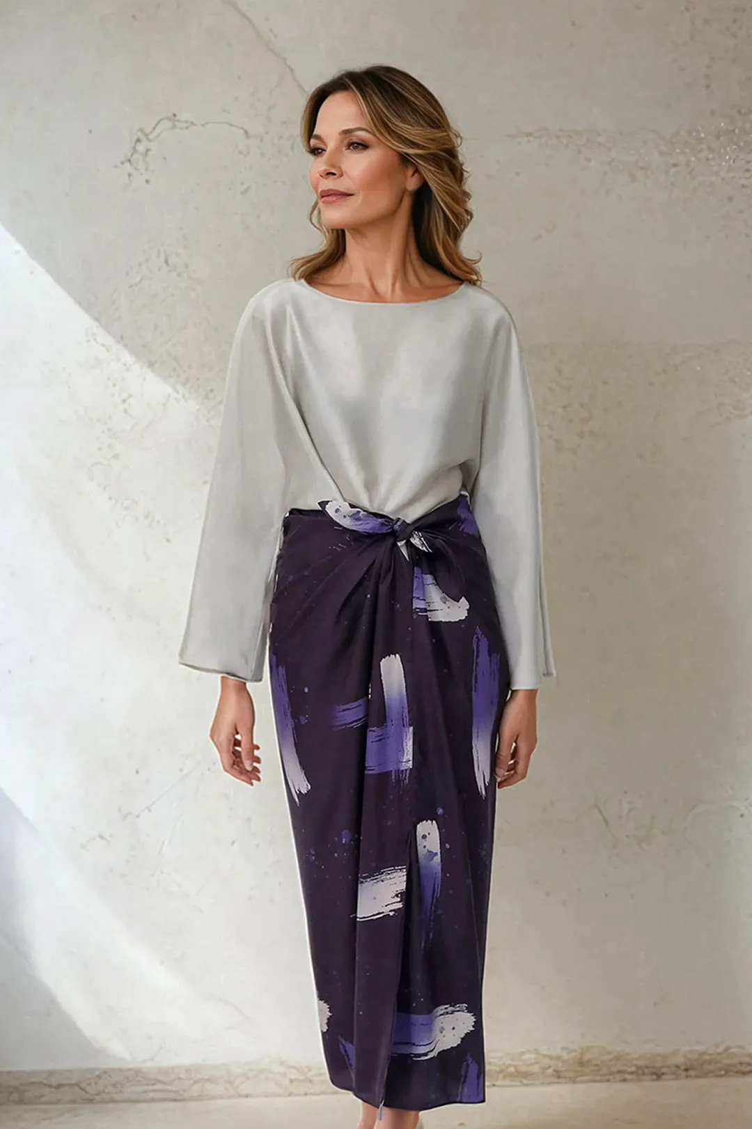 PAOLO BATEAU NECK BLOUSE IN SILK CHARMEUSE