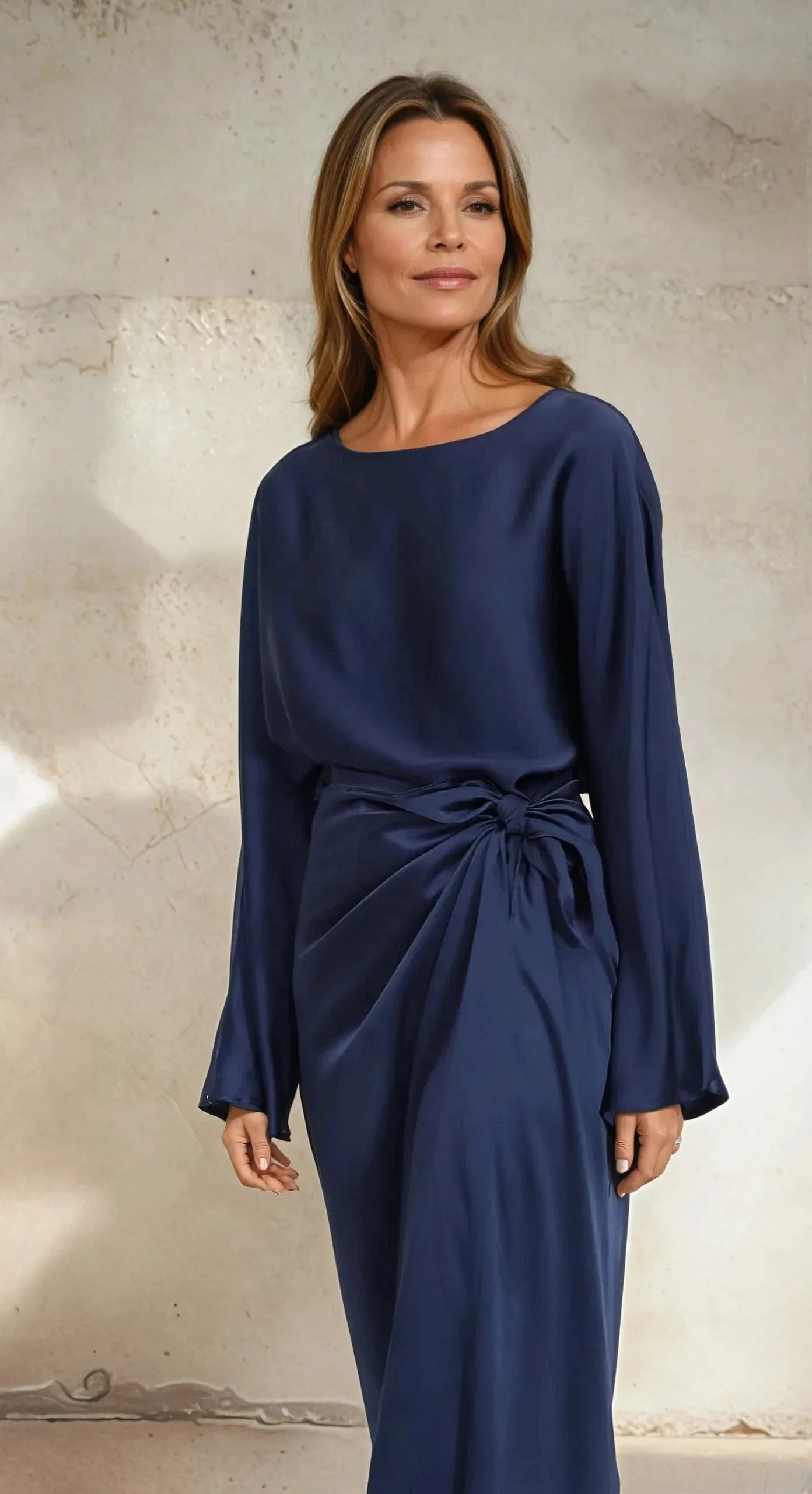 PAREO SKIRT IN CHARMEUSE SILK IN COLOR GUNMETAL