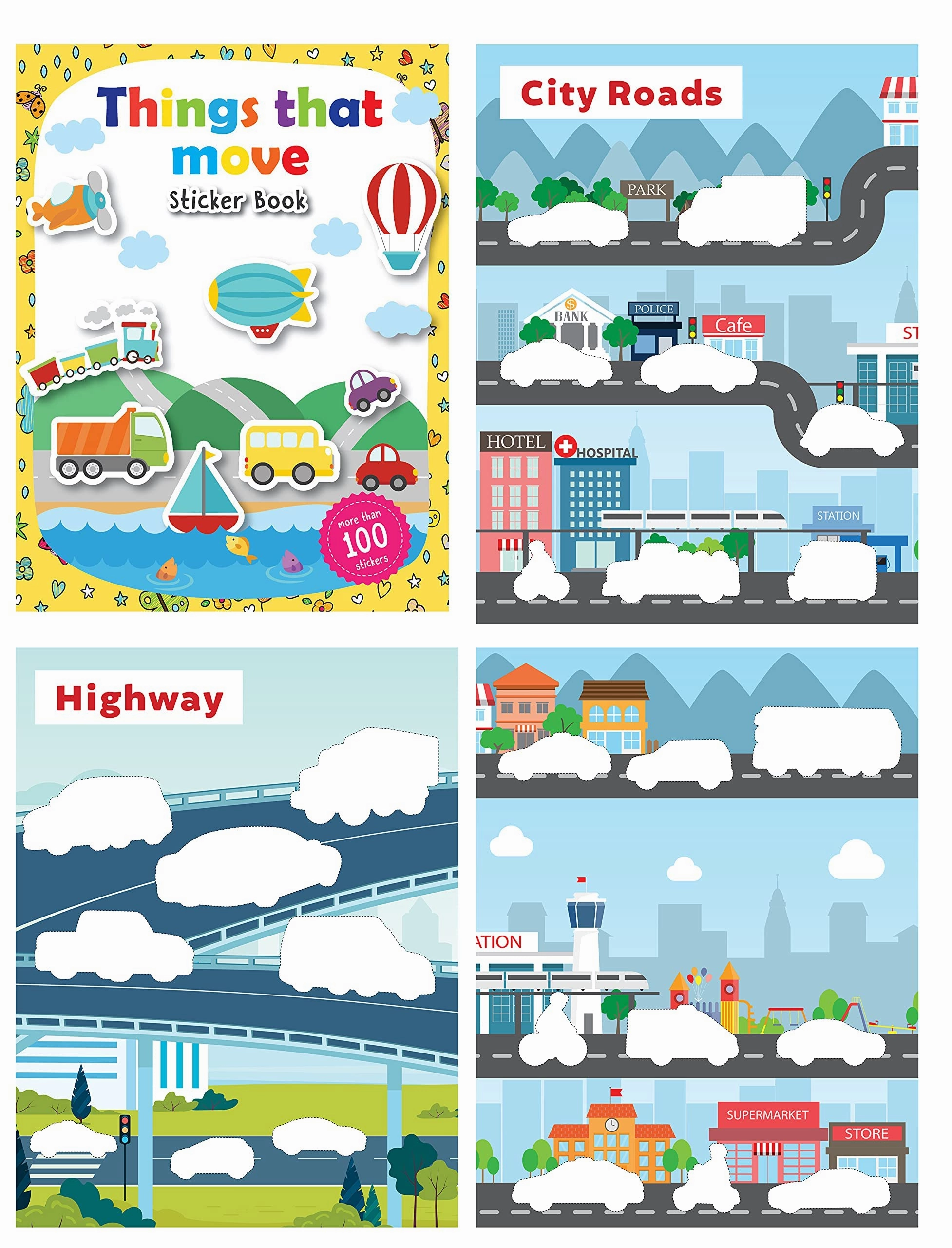 Pegasus Set of 4 Sticker Books - Number, ABC, Things that Move & Shapes and Opposites