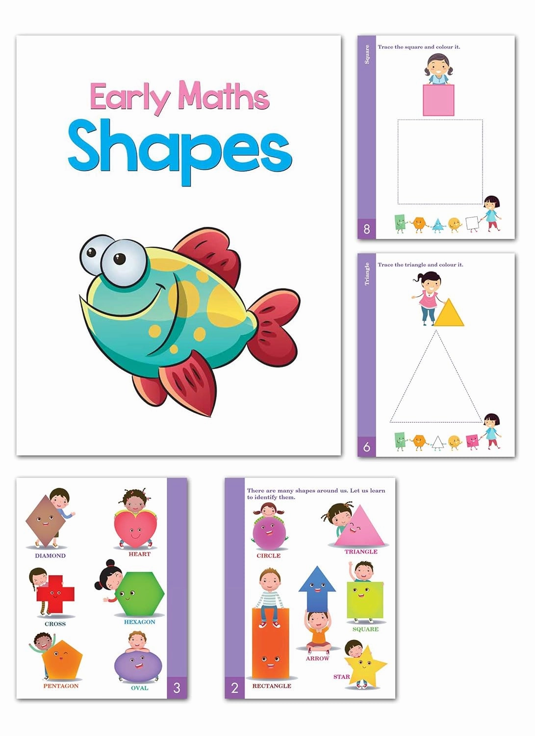 Pegasus Set of 5 Early Maths Learning Books covering Decimals, Fractions, Measuring, Money & Shapes