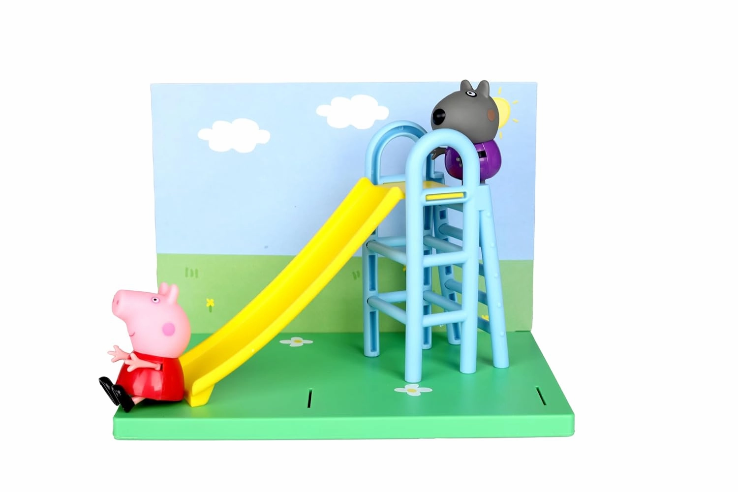 PEPPA PIG Playground Slide Themed Preschool Toy and Danny Dog, Includes 2 poseable Figures, Playground Slide Accessory and Scene Cards, for Girls and Boys Ages 3 and up