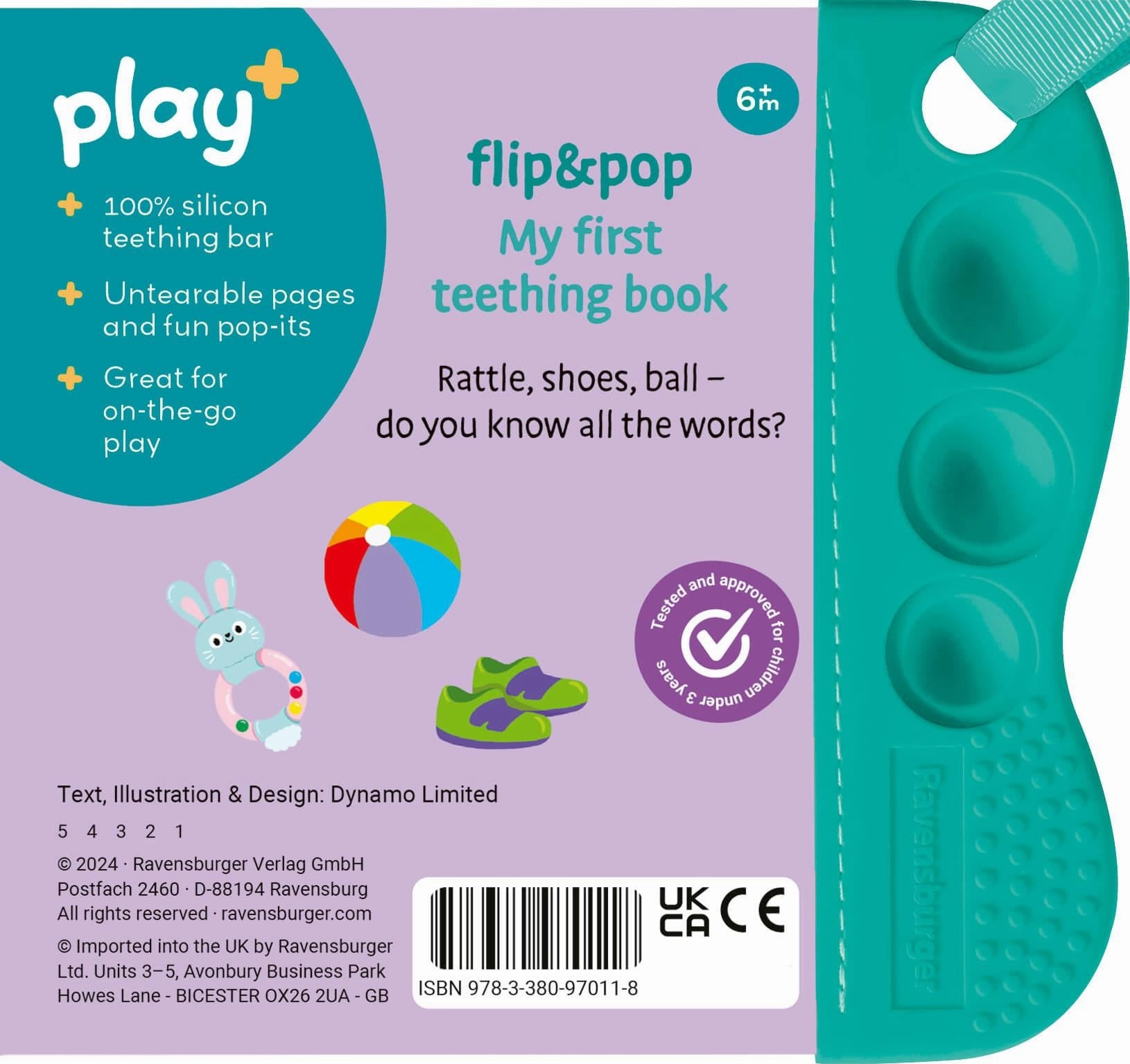 Play  Flip & Pop My First Words Waterproof Book & Teether Edge Age 6M 