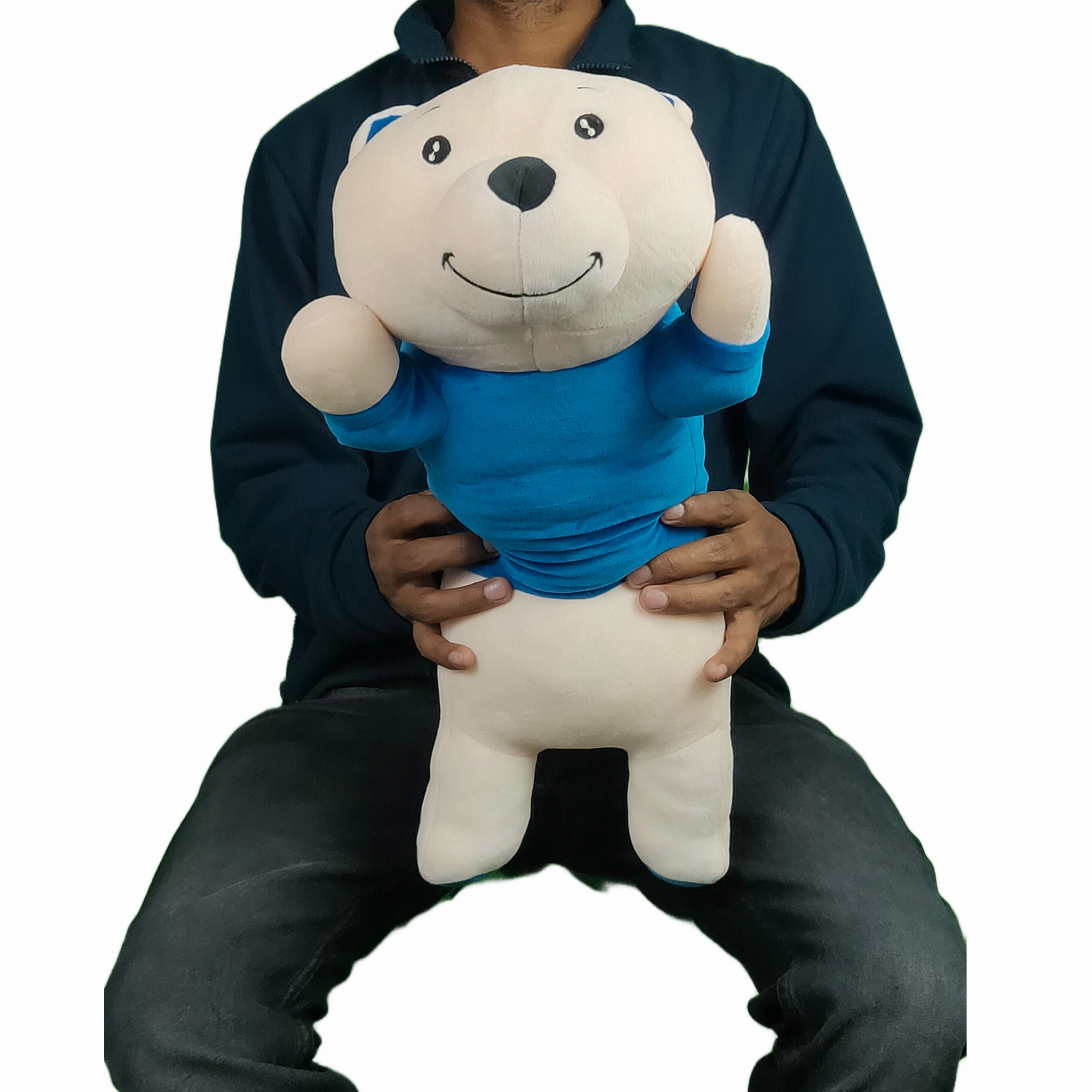 Play Hour Bogo Bear Pillow Plush Soft Toy with I Love You Text for Ages 5 Years and Up - Blue, 60cm